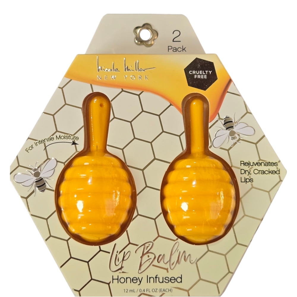 Nicole Miller NY Honey Infused Lip Balm 2 Pack NEW Gift Set